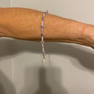 Silver 7” ruby and amethyst bracelet
